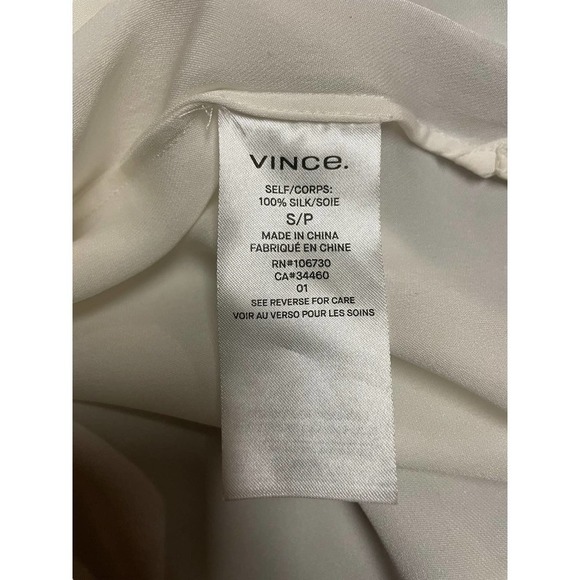 Vince White Button Front Silk Blouse Size Small - Picture 7 of 7